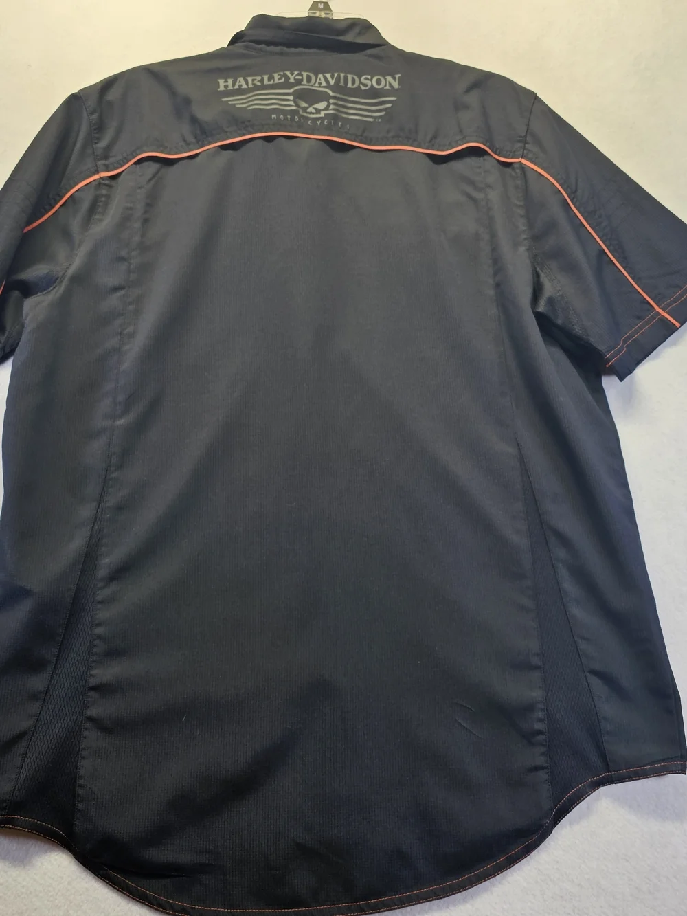 Harley Davidson Performance Shirt Mens Medium Black Button Up Short Sleeve Logo - Picture 6 of 6